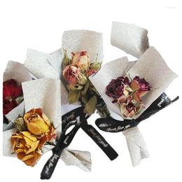 Decorative Flowers Vintage Small Rose Bouquet Natural Mini Dried Flower For Valentine's Day Gift Box Decoration Roses Holiday