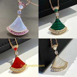 New Classic Fashion Bolgrey Pendant Necklaces Small skirt fan-shaped necklace sterling silver plated 18k rose gold fritillary green collarbone chain