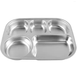 Mugs Bandejas Para Comida Kitchen Divided Plate Food Dish Home Stainless Steel Compartment Tray Student