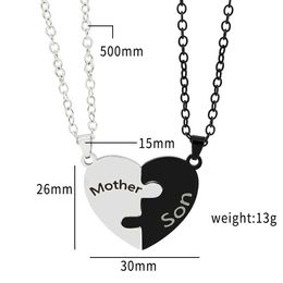 Pendant Necklaces Father Mom Son Daughter Family Necklace Love Heart Puzzle Pendant Necklace Stainless Steel Jewellery Womens Mothers Day Gif