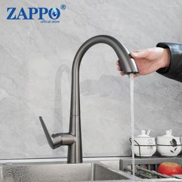 Kitchen Faucets Zappo Gun Gray Faucet Two Function Single Handle Pull Out And Cold Water MixerTaps Deck Mounted 4 Choice