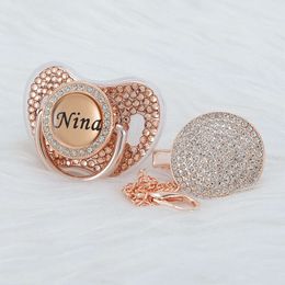 MIYOCAR all bling rose gold personalized and pacifier clip dummy BPA free Photography not for daily use L2405