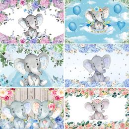Party Decoration Cute Elephant Theme Baby Shower Gender Revealing Born Portrait Pography Background Banner Props