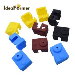 Meias de silicone para E3D V6/V5 Mk8 Mk9/Mk10/Volnaco aquecida com manga de bloco HOVEND Tampa de protetor para blocos de aquecedor de peças de impressora 3D