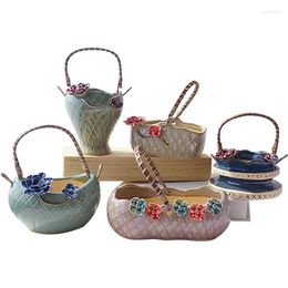 Vases Hand-Pinched Flower Handmade Rattan Succulent Pot Hanging Basket Fashion Personality And Creativity Stoare Breathable