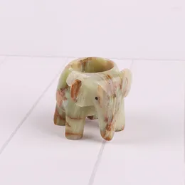 Candle Holders Jade Retro Elephant Tea Light Holder Candlestick Wedding Home Decor Crafts Marble Stone Craft For Decoration D3