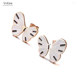 Stud Earrings ViiEee Design Stainless Steel Drip Glaze Butterfly Animal Fashion CZ Crystal Party Jewellery For Women VE20245