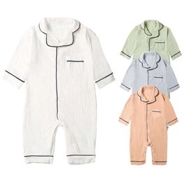 Autumn Baby Sleepwear Organic Cotton Clothes for Boy Girl Newborn Pama Solid Color Muslin Romper Kids Pamas Toddler Jumpsuit L2405