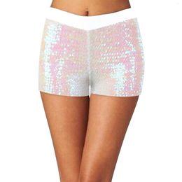 Women's Shorts Women Sequined Disco Pants Nightclub Shiny Glitter Jazz Mini Short Stretch Dance High Waist Workout For