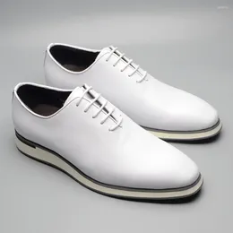 Casual Shoes Classic Gentleman White Suit Dress Handmade Whole-Cut Genuine Leather Men's Social Formal Oxfords Lace Up Flat Sneakers