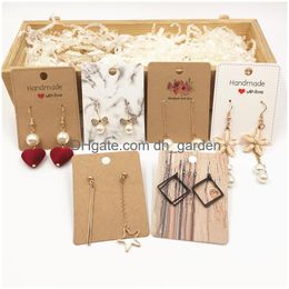 Other Labeling Tagging Supplies Earring Cards Packaging 6.5X5Cm Ear Studs Display Card Cardboard Blank Kraft Paper Price Tag Drop Deli Otevb