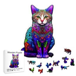 Puzzles PopularExquisite Animal Puzzles Adult Childrens Toy Irregular Shaped Board Set Toy Cat DIY Montessori Games Jigsaw Puzzles Y240524