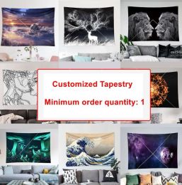 Custom Tapestry Wall Hanging Room Decor Aesthetic Personalised Tapestry Boho Hippie DIY Tapestries Party Backdrop Home Decor