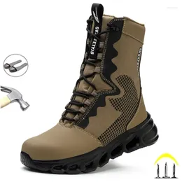 Boots Fashion 2024 Men Safety Shoes Security Steel Toe Cap Military Working Anti-Smashing Men's Work