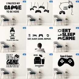 Wall Stickers Gamer Sticker For Game Room Decor Kids Decoration Bedroom Door Removable Mural Poster