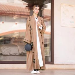 Ethnic Clothing Dubai Mbroidery For Women Muslim Open Abaya Cardigan Kimono Maxi Dress Turkey Ramadan Kaftan Islamic Arab Robe Morocco