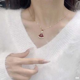 High cost performance jewelry Bulgarly necklace V-gold skirt natural red womens high-end high-quality have Original logo TZRD