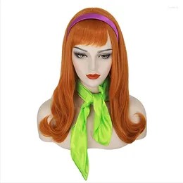 Party Supplies Anime Wig Halloween Cosplay Wigs Brown Orange Long Wavy Synthetic Hair For Women