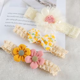 3Pcs/Set Flower Baby Girl Headband Lace Bow Crown Newborn Toddler Turban Hair Band Headbands For Kids Baby Hair Accessories