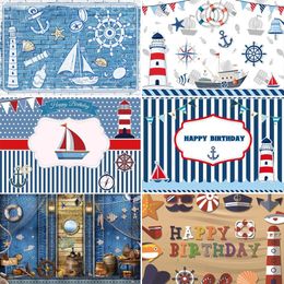 Party Decoration Navigation Sea Theme Birthday Nautical Rudder Wooden Board Splint Sailor Background Children Portrait Pography