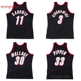 ed Basketball jerseys Arvydas Sabonis #11 Rasheed Wallace #30 Damon Stoudamire #3 Pippen #33 1999-00 mesh Hardwoods classic retro jersey S-6XL