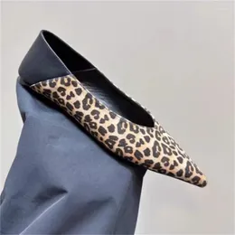 Casual Shoes Leopard Pattern For Womens Pointed Toes Flat Heels Slippers Sewing Lines Lady Mixed Colours Chassure Femme Shallow Zapatos