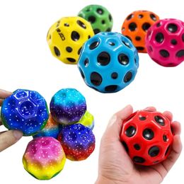 2Pcs High Resilience Hole Ball Soft Bouncy Antifall Moon Shape Porous Kids Indoor Outdoor Toy Ergonomic Design 240522