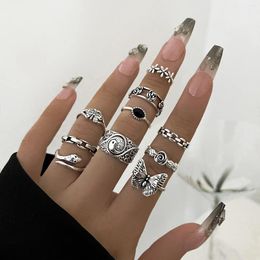 Cluster Rings 2024 Selling Trendy 14 Pieces Metal Set Embossed Elephant Geometric Punk Motor Biker For Men Women Jewellery