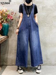 Women's Pants YZJNH 2024 Autumn Jumpsuit Korean Street Style Large Size Denim Strap