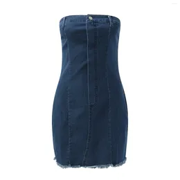 Casual Dresses Womens Off The Shoulder Slim Fit Sexy Denim Hip Wrap Mini Skirt Back Zip Ladies Knee Length Maxi Dress With Sleeves