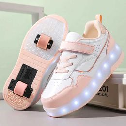 Athletic Outdoor Athletic Outdoor Pink Fashion Girls Boys LED Slippers for Childrens Sports Shoes with Straps and Wheels WX5.22