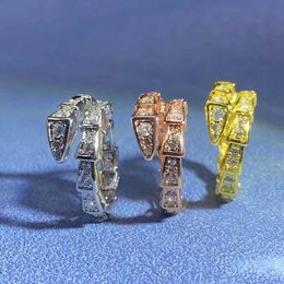 Buu Rings Cool Design Ring End Micro Inlaid Full Diamond Snake Shaped with Stylish Temperament Small Trendy Opening Bone Food with Original Rings Qn4y