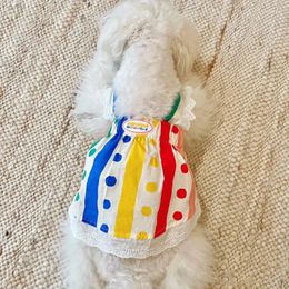 Dog Apparel Pet Clothing Colourful Dot Striped Pumpkin Dress For Dogs Clothes Cat Small Letter Print Cute Thin Spring Summer Yorkshire