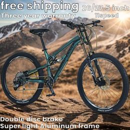 Bikes 26/27.5-inch ultra light aluminum alloy frame soft tail mountain bike with 11 speed dual disc brake shock absorption off-road bike Q240523