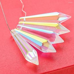 Chandelier Crystal 5PCS AB Colour Long Strip Three Pointed Bead Glass Edge Pendant Crystals Parts Suncatcher Making Supplies