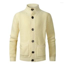 Men's Sweaters 2024 Winter Solid Standing Neck Simple Sweater Knitwear Large Fashion Casual Cardigan Coat