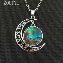 Anhänger Halsketten 2018/Mode Hot Money Charm Galaxy Star Moon Crystal Dome Pendant Halskette Schmuck Raum Universum Halskette.S2452206