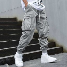 Men's Pants 2024 Fashion Mens Cargo Pants Trousers Hip Hop Jogger Pocket Purple Mens Street Sports Pants Korean Ankle Length Pants Y240522