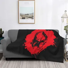 Blankets Spartan Cartoon Blanket Plush All Season Red Breathable Lightweight Throw For Bed Couch Bedspread