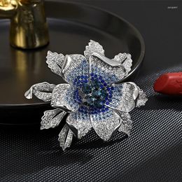 Brooches 2024 Retro High-grade Exquisite Blue Peony Flower Luxury Temperament Pins Female Clothing Accessories