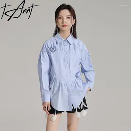 Women's Blouses Tannt Women Shirt Long Sleeves Flowers Casual Shirts Blue Black White Loose Cotton Tops For 2024