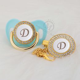 MIYOCAR name Initials letter D lovely and pacifier clip set BPA free dummy bling unique design LD-W L2405