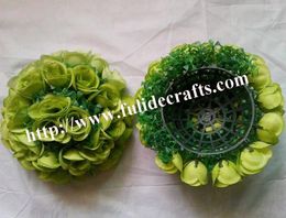 Decorative Flowers SPR 20cm Coffee/brown Silk Rose Ball With Green Optional-color Wedding Decoration 15pcs/lot More Size
