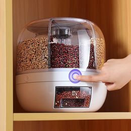 360 Degree Rotating Rice Dispenser Sealed Dry Cereal Grain Bucket Moistureproof Kitchen Food Container Storage Box 240510