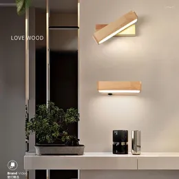 Wall Lamp LED Mirror Front Bedside Solid Wood Corridor Rotatable Modern Home Decoration Indoor Lighting