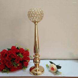 Candle Holders Gold Holder With 12 CM Crystals Ball Wedding Event Or Party Stand Home Decor Candlestick 1 Lot 10 Pcs