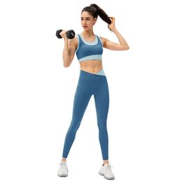 Pant Yoga Lu Align Lu Leggings Rnning Sport Shorts nde no T-line color contrst cross wist sports pnts tight hip lifting fiess yog leggin