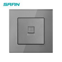 Wall RJ45 Socket,Internet CAT5 Data Network Computer Port Switch RJ45 Crystal Tempered Glass 86mm*86mm A6XX003 SRAN