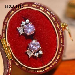 Stud Earrings Classic 925 Sterling Silver Total 1 Carat Pass Diamond Top Quality Purple Moissanite Lovely Women Jewelry