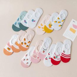 Women Socks Fruit Pattern Invisible Boat Cute Elastic Cotton Summer Hosiery Colorful Soft Women's Daily